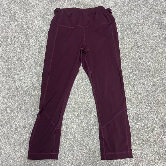 Lululemon Leggings Womens 6 Maroon Pace Rival Crop 22" Inseam Dark Adobe - Picture 1 of 11